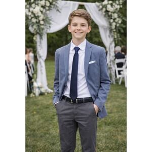 Plaid and Plain Grey Pants 27W 30L Boys Mens Dress Pants Slim Casual Trousers